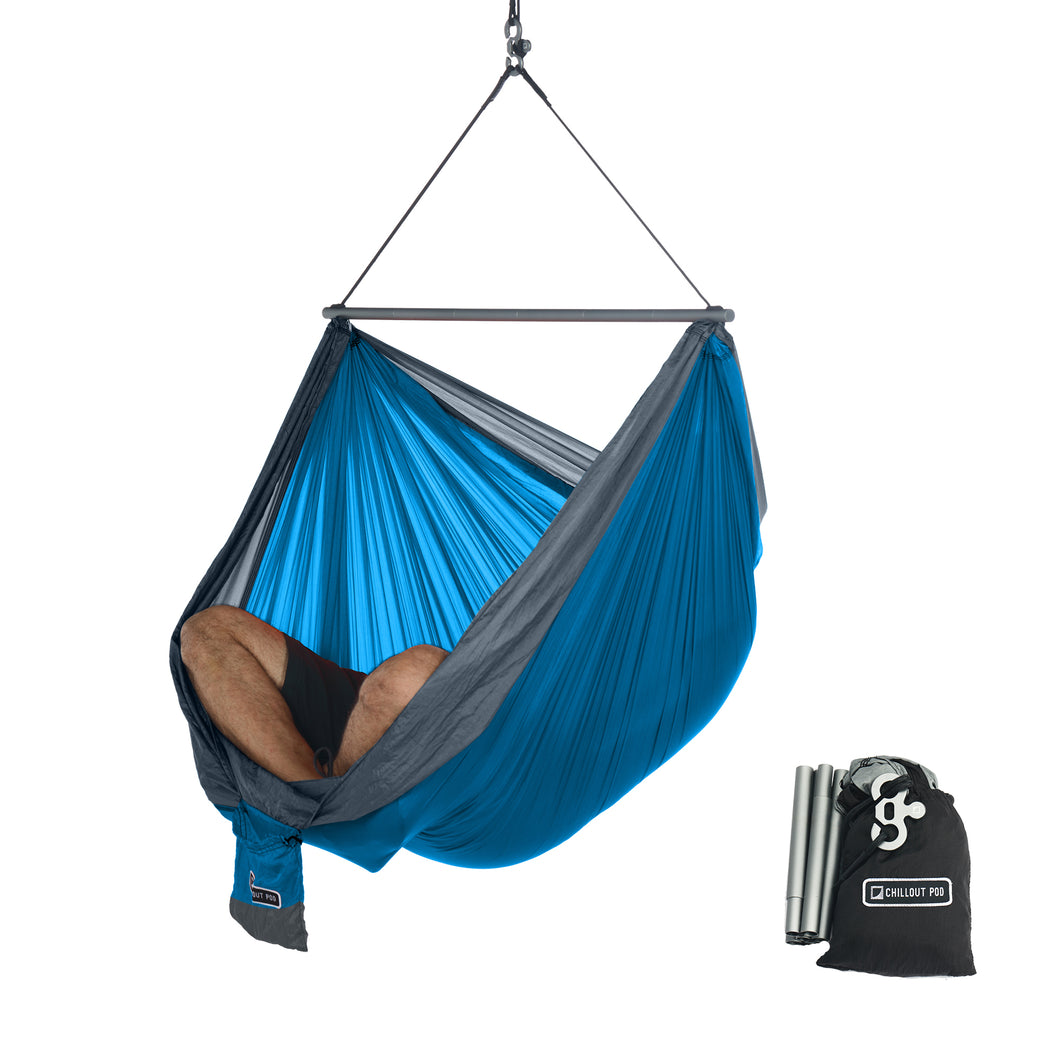 Foldable Hanging Chair - Portable Hammock Chair - Ocean Blue-Grey