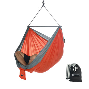 Foldable Hanging Chair - Portable Hammock Chair - Orange-Grey