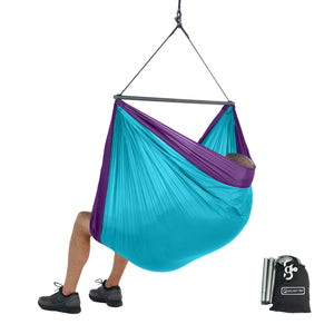 Foldable Hanging Chair - Portable Hammock Chair - Sky Blue-Purple