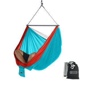 Foldable Hanging Chair - Portable Hammock Chair - Sky Blue-Red-White